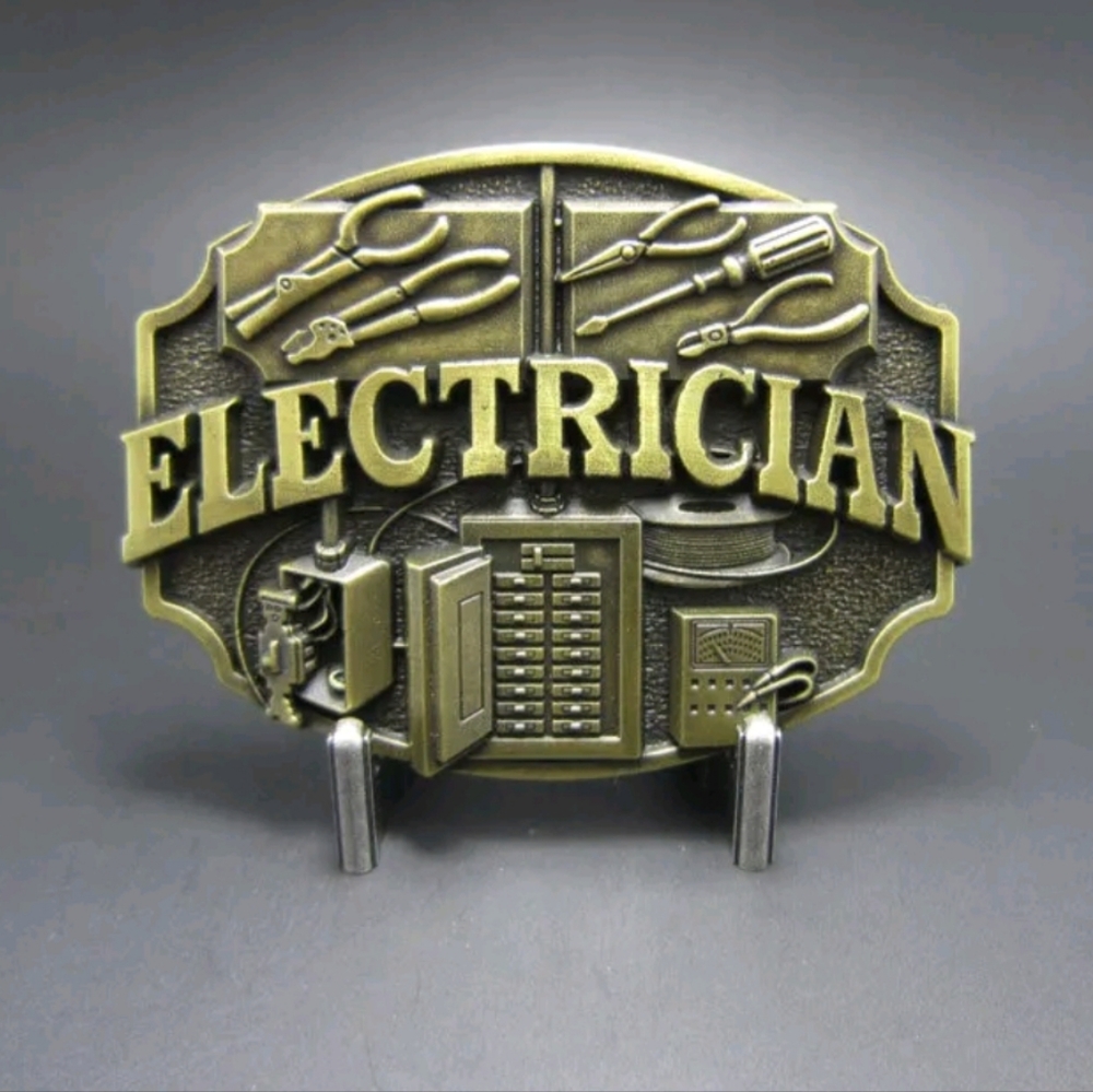 New gold electrician belt buckle fits 1.5" belt
